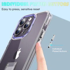Anti-Yellow Clear Soft TPU Hard PC For iPhone 14 13 12 11 Pro Max Series With Kickstand And Camera Lens Protection Phone Case