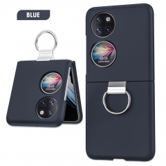 Luxury Matte Skin Feel Hard PC Protective Cell Phone Case with Ring Stand Holder For Huawei P50 Pocket