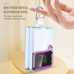 Geili Hot Selling For Samsung Galaxy Z Flip 3 4 Color Border Transparent Anti Fall Phone Case Cell Phone Etui With Rings