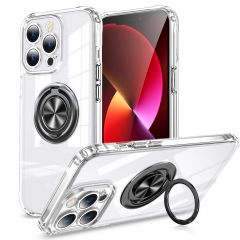 Ring Stand Magnetic Car Mount Transparent Phone Case for 13 Pro Clear Mobile Pho...
