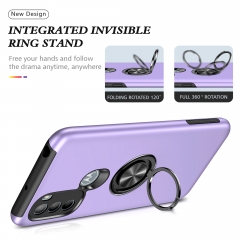 Fashion Inlaid Round 360 Ring Holder Magnetic Car Mount Kickstand Phone Case For MOTO G31 巴西版