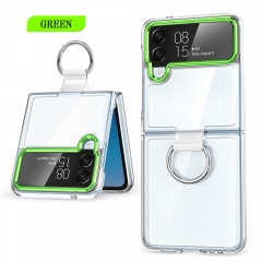 Geili Hot Selling For Samsung Galaxy Z Flip 3 4 Color Border Transparent Anti Fall Phone Case Cell Phone Etui With Rings