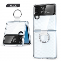 Transparent Acrylic phone case for samsung flip 4 case with Ring scratch resistant PC phone cover for flip 3 in stock