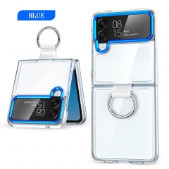 Geili Hot Selling For Samsung Galaxy Z Flip 3 4 Color Border Transparent Anti Fall Phone Case Cell Phone Etui With Rings