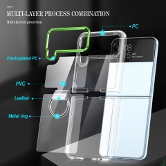 OMEVE Ultra Thin Tough Ring Case for Samsung Galaxy Z Flip4 Hard Crystal Clear PC Back Cover Cases for Samsung Z Flip 4