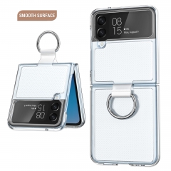 Lanyard Design For Samsung Galaxy Z Flip 4 Finger Ring Folding Cell Phone Case Shockproof Clear Mobile Cover For Galaxy Z Flip 4