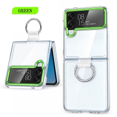 Transparent Acrylic phone case for samsung flip 4 case with Ring scratch resista...