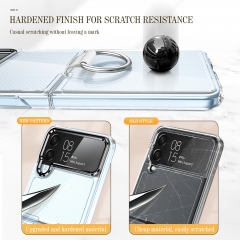 Transparent Acrylic phone case for samsung flip 4 case with Ring scratch resistant PC phone cover for flip 3 in stock