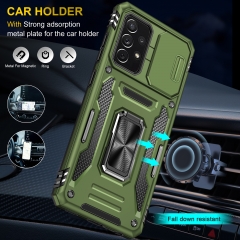 Hot New Heavy Duty Armor Shockproof Cell Phone Case for Samsung A52 4G5G Case With Ring Holder Slide Camera Cover