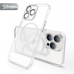 Frosted PC Back Cover With Wireless Charging Clear Phone Case for iPhone 14 Pro Max 13 Pro Metal Camera Protection