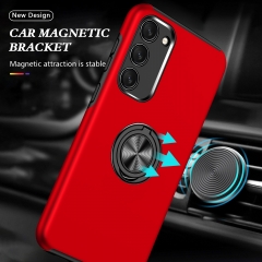 Hybrid Magnetic Car Kickstand Shockproof PC+TPU + Ring Phone Case For Samsung S23 Armor