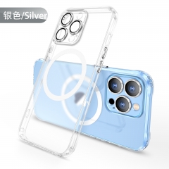 Frosted PC Back Cover With Wireless Charging Clear Phone Case for iPhone 14 Pro Max 13 Pro Metal Camera Protection