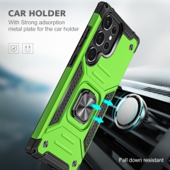 Hybrid Shockproof Armor Metal Holder Magnetic Car Mount Kickstand Phone Back Cover for Samsung S23 Ultra case