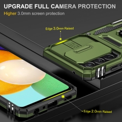 Hot New Heavy Duty Armor Shockproof Cell Phone Case for Samsung A52 4G5G Case With Ring Holder Slide Camera Cover