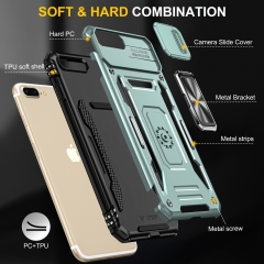 Shockproof Kickstand Back Cover Luxury Dome Armor Dirt Shock Waterproof Metal Armor Case for iphone 7 plus for iPhone 8 plus