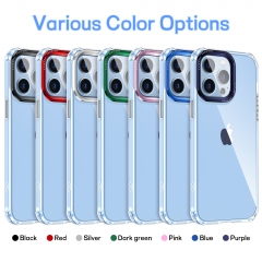 Acrylic Bumper Metal Button With Camera Protector Phone Cover For iPhone 7 8 SE X Xs 11 12 13 Pro Max Clear Space Case