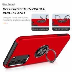 Hybrid Magnetic Car Kickstand Shockproof PC+TPU + Ring Phone Case For Samsung S23 Armor