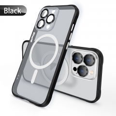 Frosted PC Back Cover With Wireless Charging Clear Phone Case for iPhone 14 Pro Max 13 Pro Metal Camera Protection