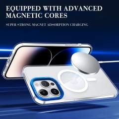 Transparent PC TPU Wireless Charging Magnetic Phone Case For iPhone 14 Pro Max Magsafe Back Cover