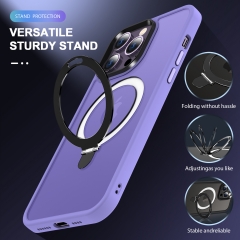 WOWCASE 2023 Purple Shockproof for iPhone 14 Pro Case MagSafe Magnetic Invisible Stand Translucent Matte Protective Cases