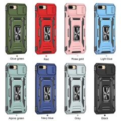 for iPhone 7p/8p case shockproof ring Slide Camera Lens Protection Phone Back Cover kickstand Phone Case