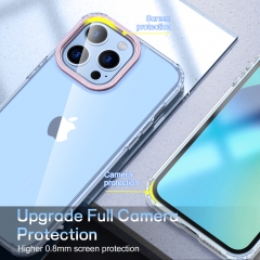 Acrylic Bumper Metal Button With Camera Protector Phone Cover For iPhone 7 8 SE X Xs 11 12 13 Pro Max Clear Space Case