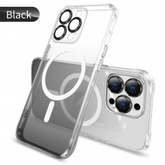 Fashion new idea for iPhone 14 13 12 11 Pro max TPU transparent with Camera protective film magnetic wireless charging case