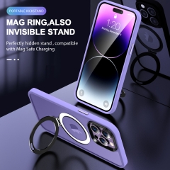 WOWCASE 2023 Purple Shockproof for iPhone 14 Pro Case MagSafe Magnetic Invisible Stand Translucent Matte Protective Cases