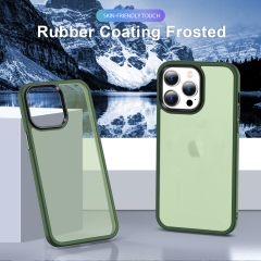 Rubber Coating Frosted Translucent TPU Hard PC Phone Case For iPhone 14 Pro Max Matte Back Cover