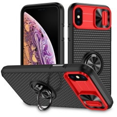 Tough TPU PC 2 IN 1 Combo Phone Case Ring Holder Mobile Cases Slide Camera Cover For iPhone X