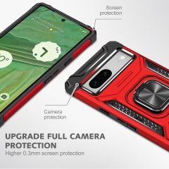 Hybrid Shockproof Armor Metal Holder Magnetic Car Mount Kickstand Phone Back Cover for Google pixel 7a case