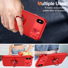 wholesale 360 Ring Car Bracket Slide Camera Lens Double-Layer Protection Shockproof Cell Phone Case For iPhone X