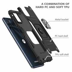 New Design Full Protection Ring Metal Kickstand Quality Hard Pc Hybrid Soft Tpu Cover Phone Case For MOTO E22/E22i