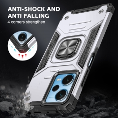 360 Degree Metal Finger Ring Holder Case for Xiaomi redmi note 12 pro/12 plus Military Level Shockproof Car Magnetic Anti-Fall Phone Back Cover