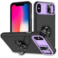 Armor Slide Window Push TPU+PC Phone cases for iPhone 360 rotating ring Magnetic Car covers for iPhone XS case