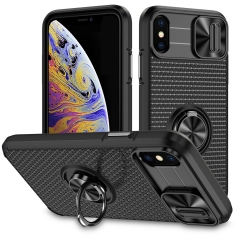 ENW 360 Full Body Protection Ring Bracket Sliding Window Shockproof Armor Camera Mobile Phone case for iPhone XS Max