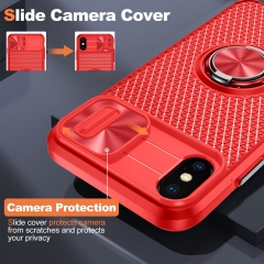Tough TPU PC 2 IN 1 Combo Phone Case Ring Holder Mobile Cases Slide Camera Cover For iPhone X