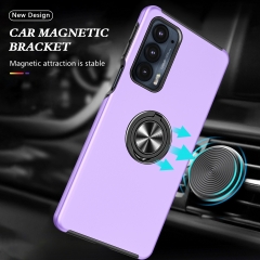 Fashion Inlaid Round 360 Ring Holder Magnetic Car Mount Kickstand Phone Case For MOTO Edge 20