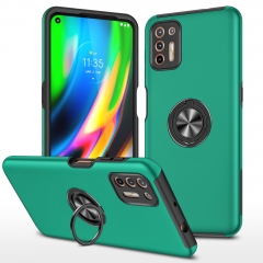 CD texture phone case with soft tpu frame and hard pc back for moto g9 plus protective with hidden ring phone holder