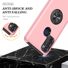 Candy Colors Shockproof Magnetic Car Mount Hide 360 Ring Finger Holder Armor Phone Case For Motorola G60S