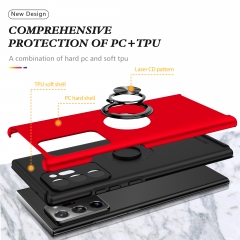 CD texture phone case with soft tpu frame and hard pc back for Samsung Note 20 Ultra protective with hidden ring phone holder