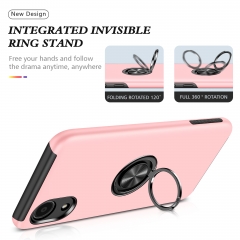 Fashion Inlaid Round 360 Ring Holder Magnetic Car Mount Kickstand Phone Case For Samsung Galaxy A03 Core
