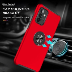 For Samsung Galaxy, PC TPU Shockproof Magnetic Car Mount Back Cover Finger Ring Holder Phone Case For Samsung A72