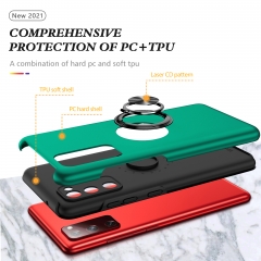 New 2 in 1 TPU PC with metal finger ring holder kickstand lady girls mobile phone back cover case for Samsung S20 FE