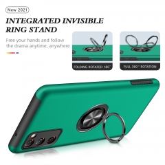 New 2 in 1 TPU PC with metal finger ring holder kickstand lady girls mobile phone back cover case for Samsung S20 FE