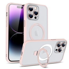 For iPhone 14 Case with Magnetic Invisible Stand, For MagSafe Translucent Ring Holder Lens Protector Case For iPhone 14 Pro Max