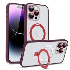 For iPhone 14 Case with Magnetic Invisible Stand, For MagSafe Translucent Ring Holder Lens Protector Case For iPhone 14 Pro Max