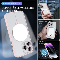 For iPhone 14 Case with Magnetic Invisible Stand, For MagSafe Translucent Ring Holder Lens Protector Case For iPhone 14 Pro Max