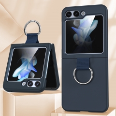 for Samsung z flip5 mobile phone case all-in-one with ring all-inclusive solid color anti-fall For Zflip5