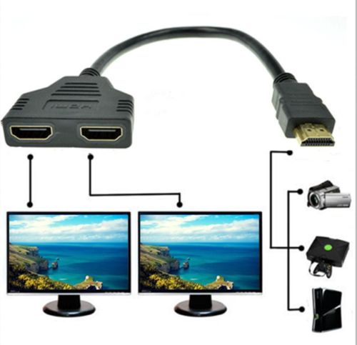 HDMI Port Male to 2 Female 1 In 2 Out Splitter Cable